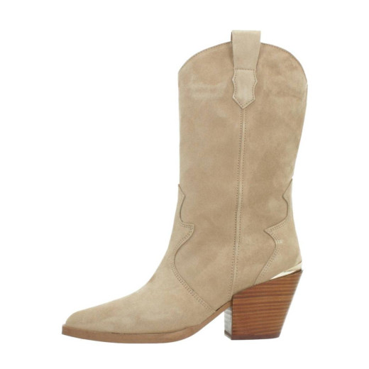Botín tacón en ante arena