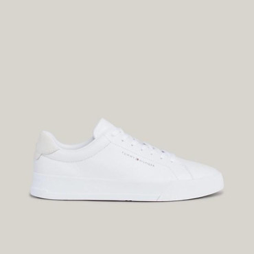 Zapatilla Court en piel blanco